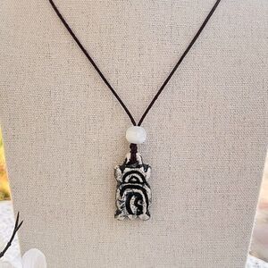 Fun Ceramic Tiki Totem Surfer Cord Necklace ~31”